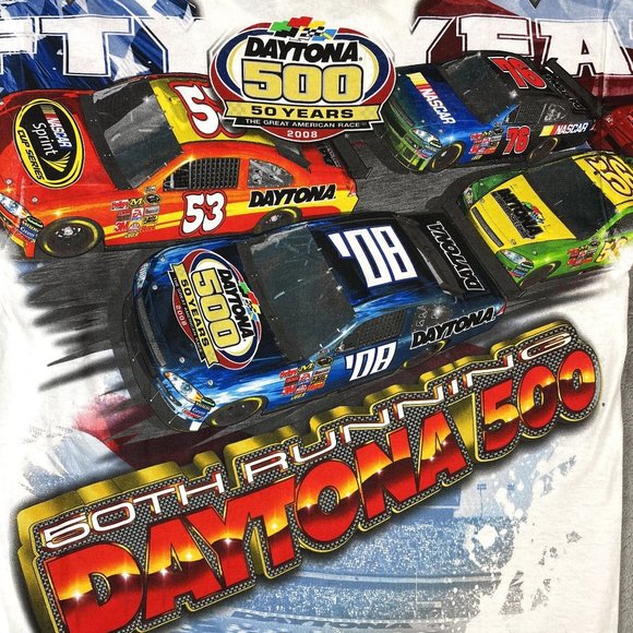 NWOT Y2K '08 NASCAR Chase Authentics All Over Print Daytona Racing T-Shirt M - Picture 5 of 8